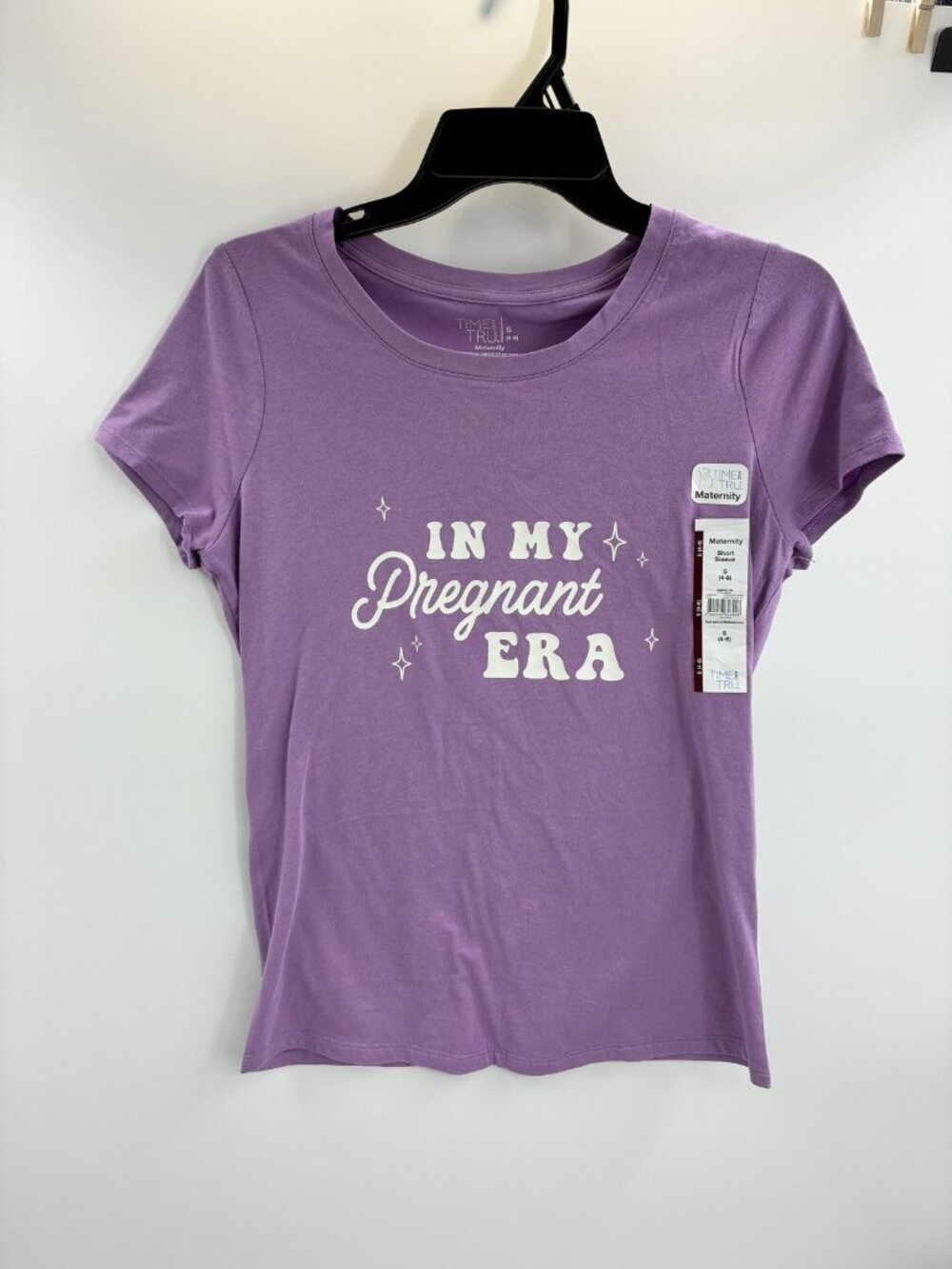 Time and Tru Maternity T Shirt S Purple In My Pregnant Era Graphic Tee